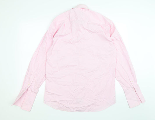 Mens UK Size 15 NEXT Pink  Button-Up Long Sleeve Casual Shirt