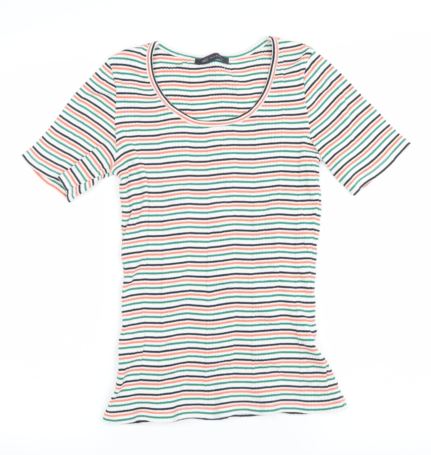 Womens UK Size 6 Marks and Spencer Green Basic T-Shirt