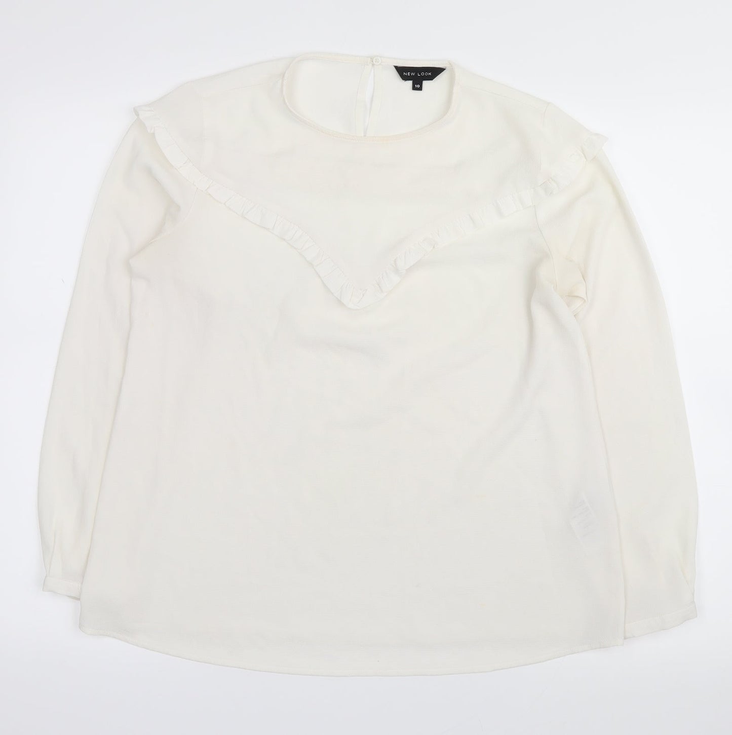 Womens UK Size 10 New Look White Basic Blouse