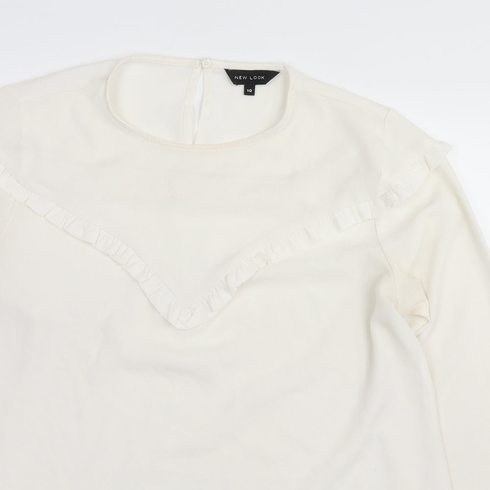 Womens UK Size 10 New Look White Basic Blouse