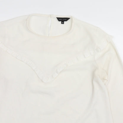 Womens UK Size 10 New Look White Basic Blouse
