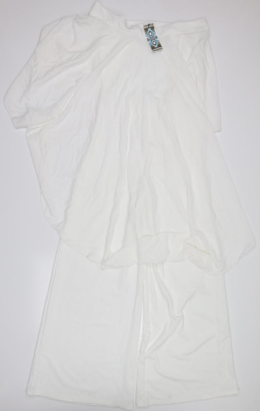 Boohoo Womens Ivory   Trousers One-Piece Size 10  - cape