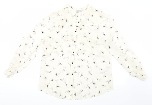 Womens UK Size M Wallis White Basic Button-Up