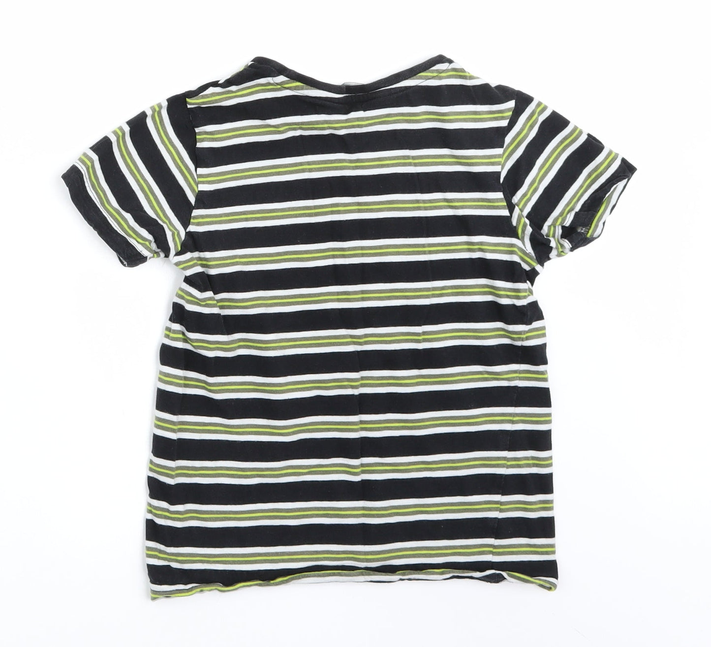 George Girls Black Striped  Basic T-Shirt Size 6-7 Years