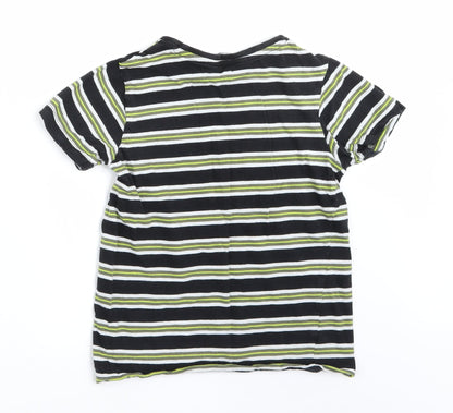 George Girls Black Striped  Basic T-Shirt Size 6-7 Years