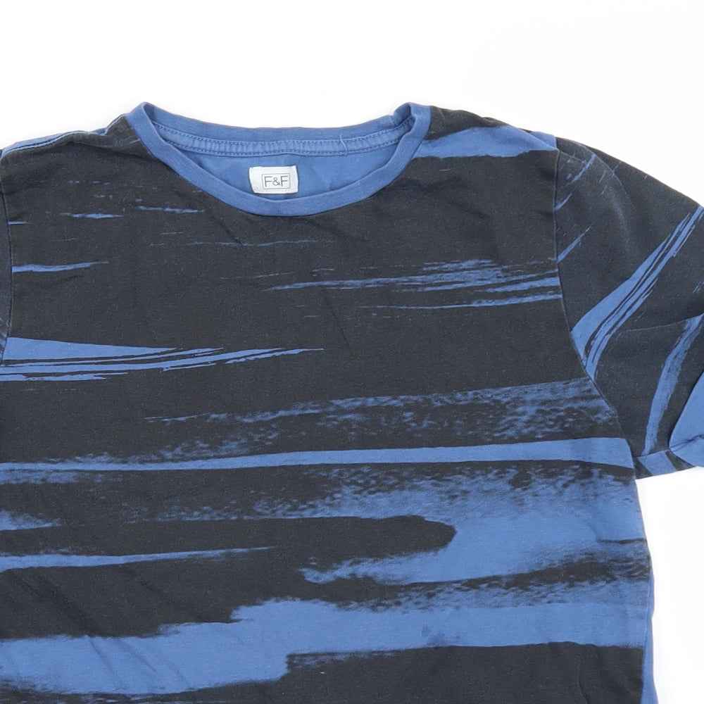 F&F Girls Blue Striped  Basic T-Shirt Size 10-11 Years