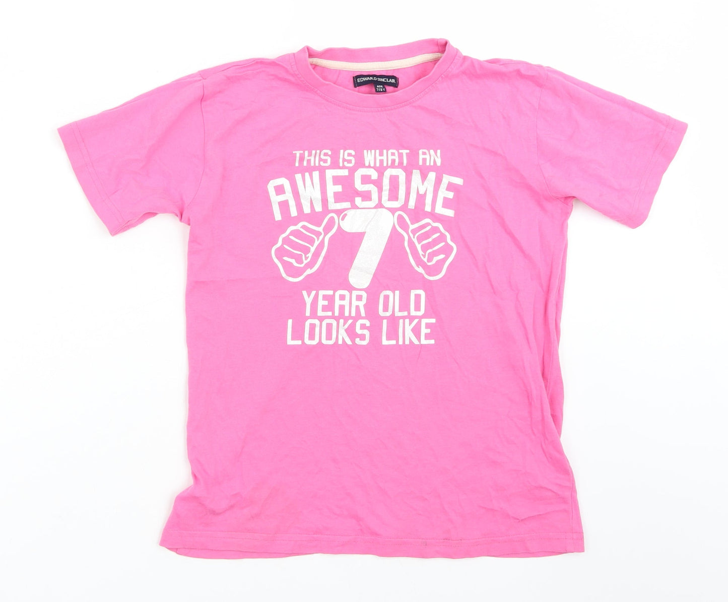 Edward Sinclair Girls Pink   Basic T-Shirt Size 7-8 Years