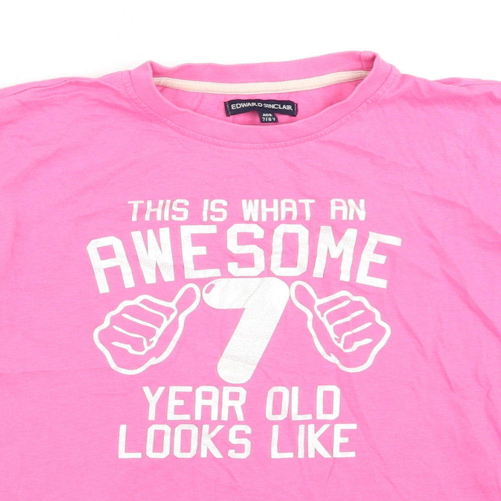 Edward Sinclair Girls Pink   Basic T-Shirt Size 7-8 Years