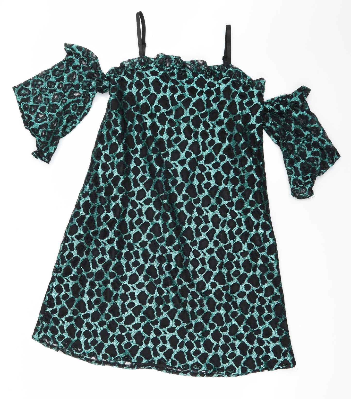 Pretty Little Thing Womens Green Animal Print  A-Line  Size 8