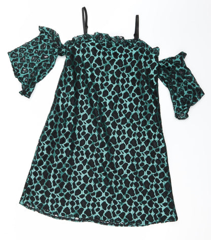 Pretty Little Thing Womens Green Animal Print  A-Line  Size 8