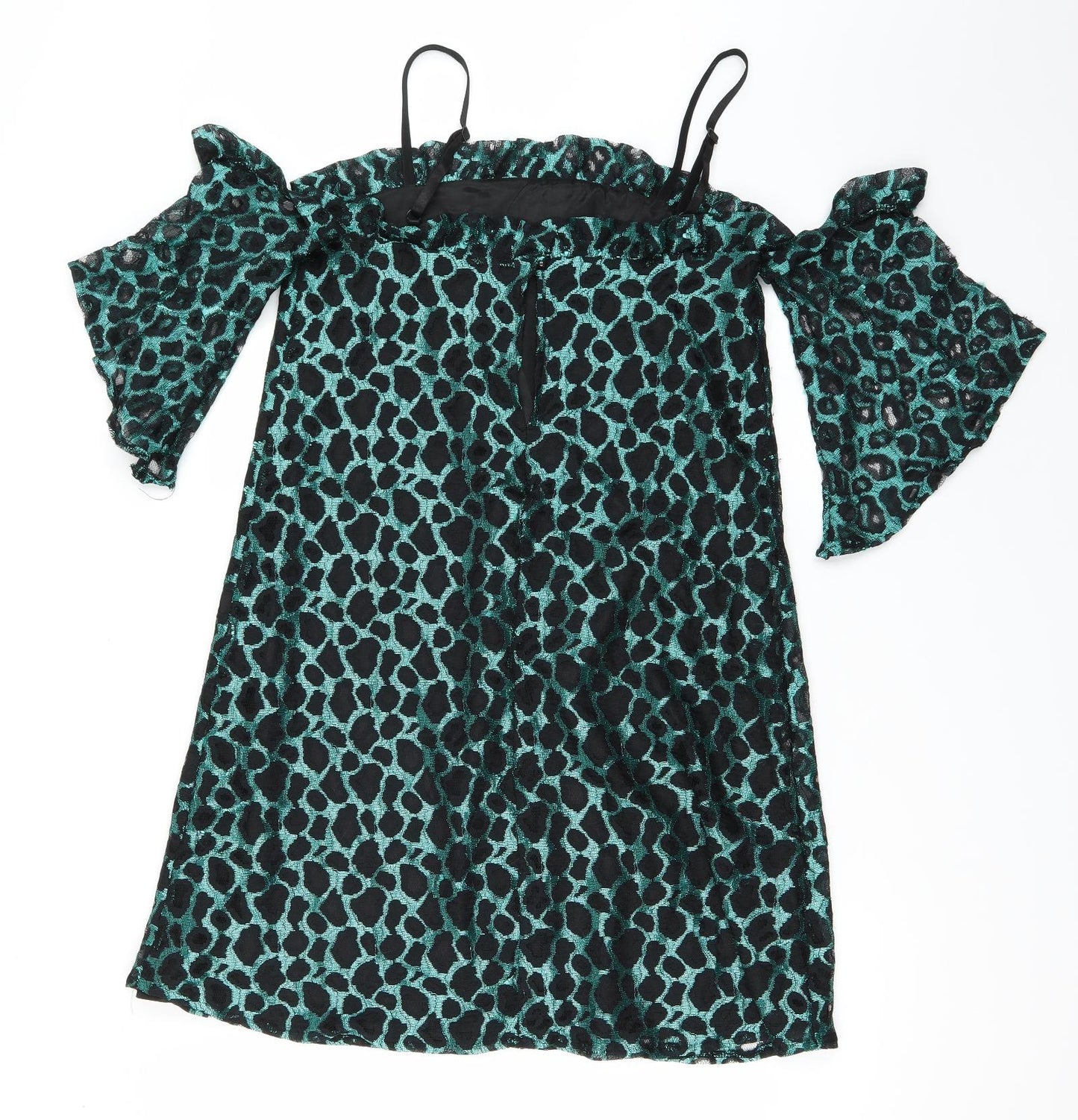 Pretty Little Thing Womens Green Animal Print  A-Line  Size 8