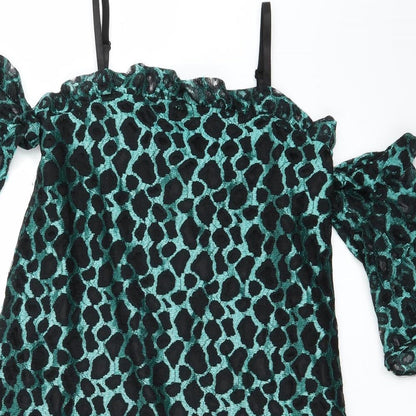 Pretty Little Thing Womens Green Animal Print  A-Line  Size 8