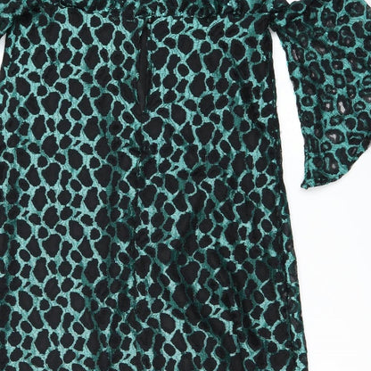 Pretty Little Thing Womens Green Animal Print  A-Line  Size 8