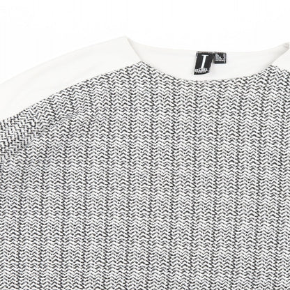 Izabel Womens White Geometric  Pullover Jumper Size 12