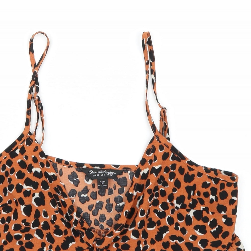 Womens UK Size 10 Miss Selfridge Orange Camisole Tank