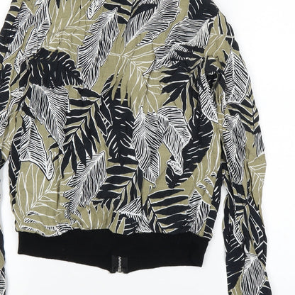 Nobody Womens Brown Floral  Bomber Jacket Jacket Size 6