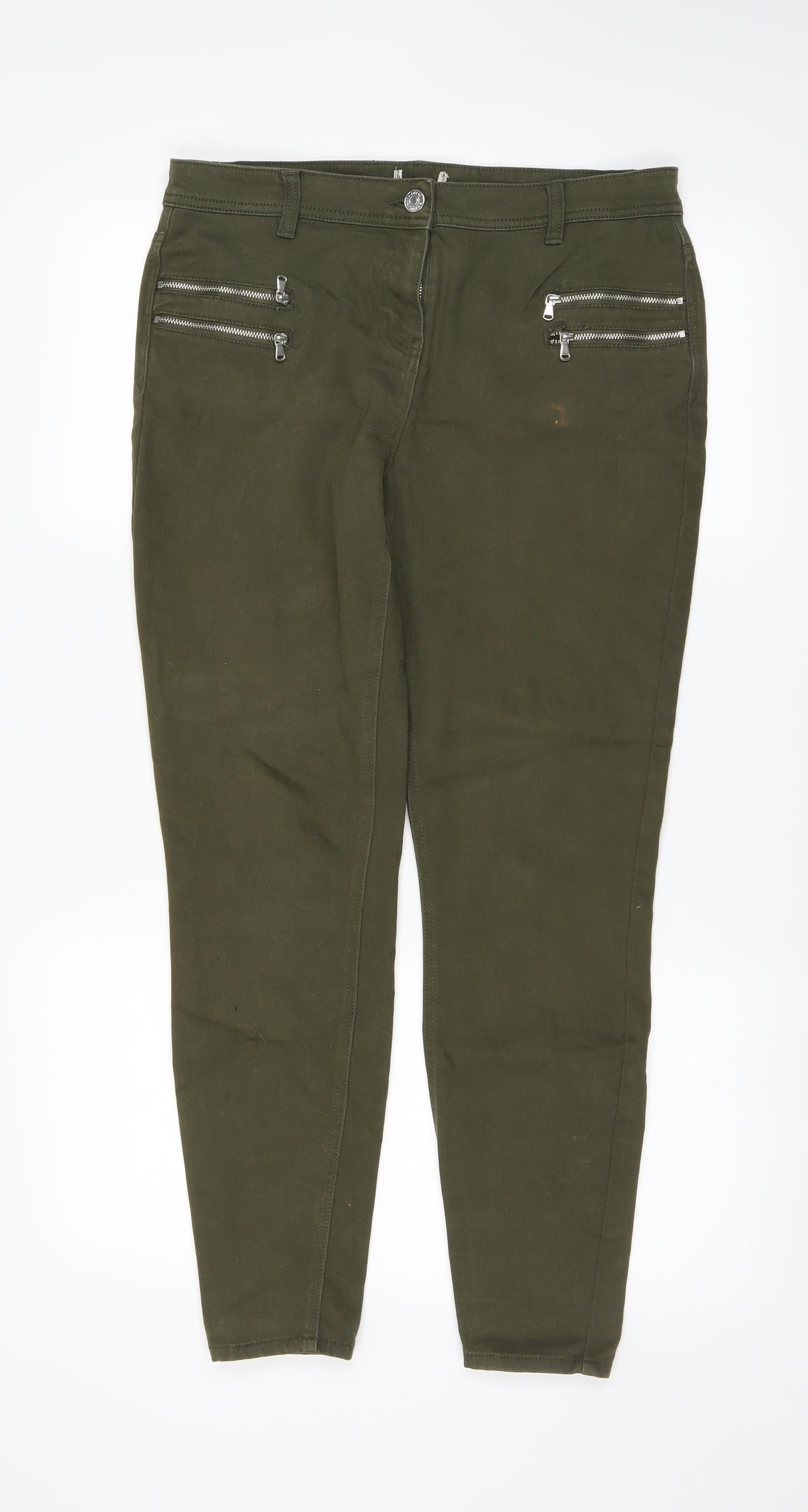 Womens UK Size 12 Preworn Regular Fit Skinny Green Jeans