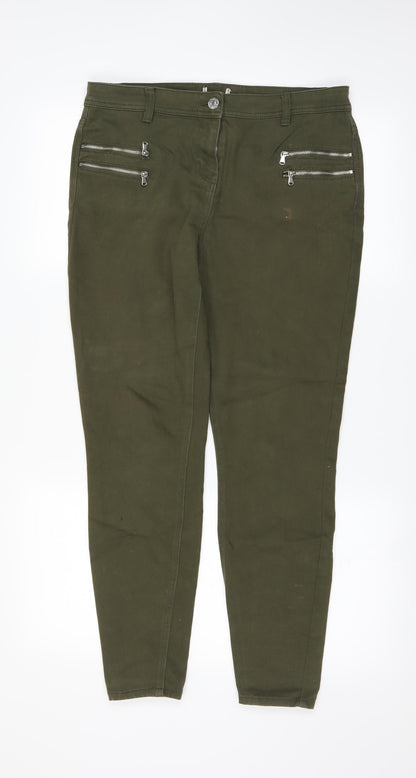 Womens UK Size 12 Preworn Regular Fit Skinny Green Jeans