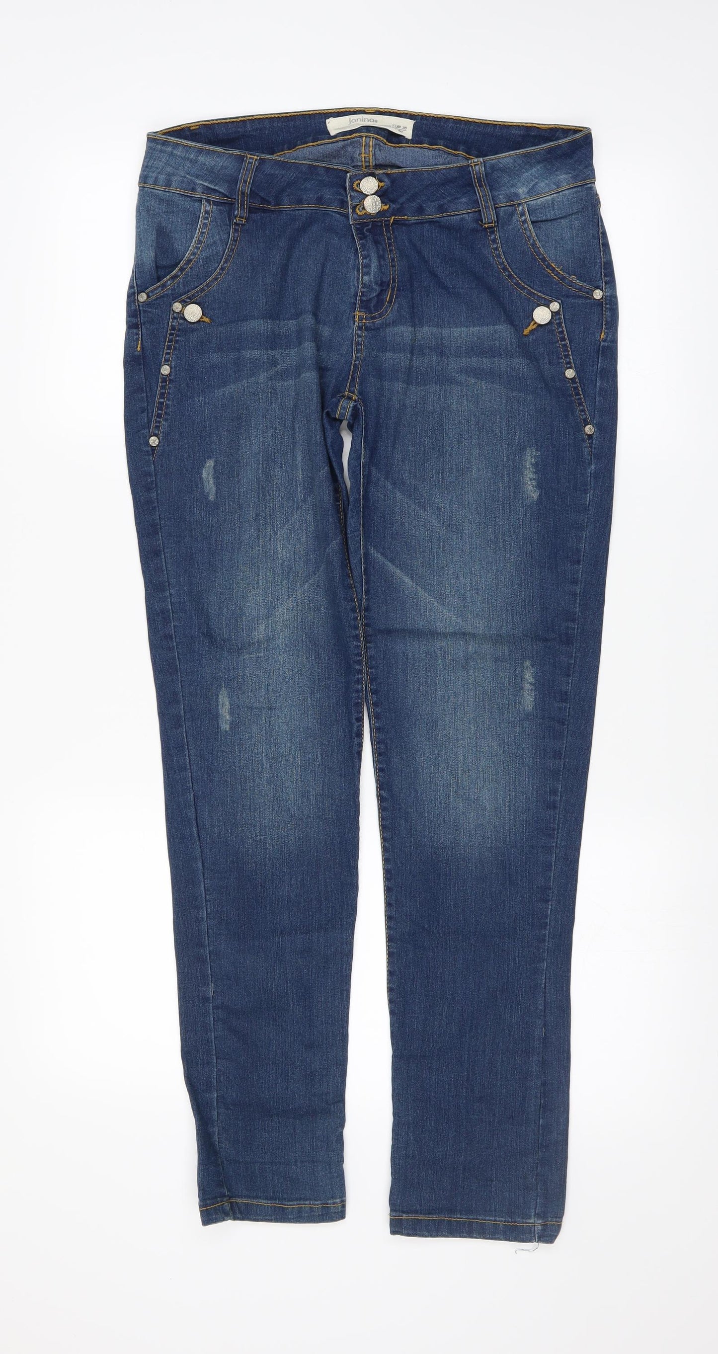 Womens UK Size S Preworn Regular Fit Skinny Black Jeans