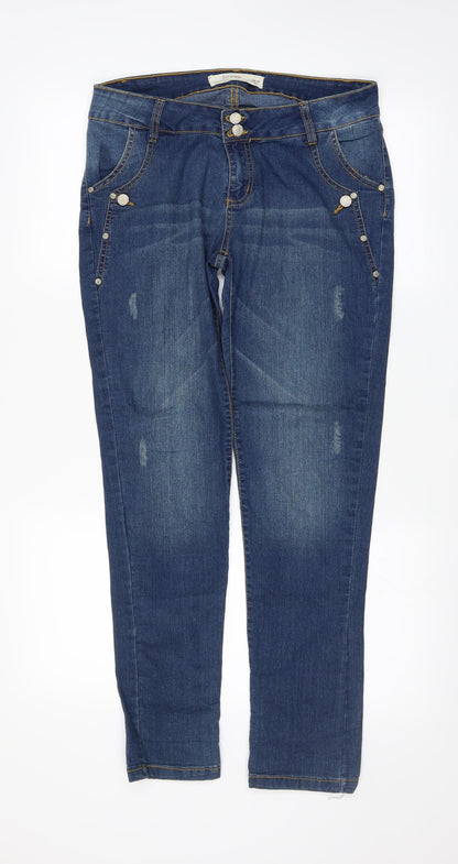 Womens UK Size S Preworn Regular Fit Skinny Black Jeans