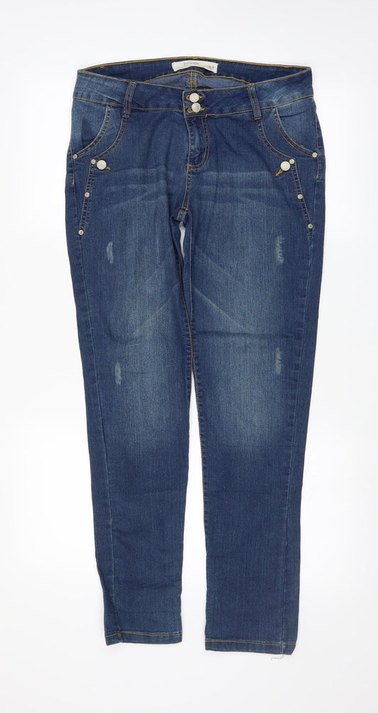 Womens UK Size S Preworn Regular Fit Skinny Black Jeans