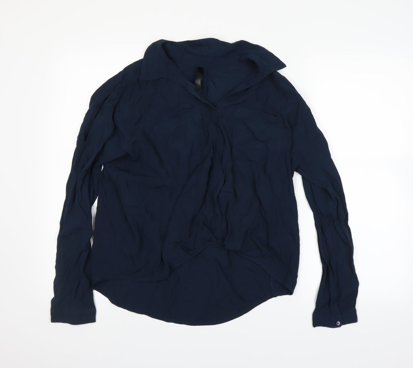 Womens UK Size M Preworn Blue Basic Button-Up