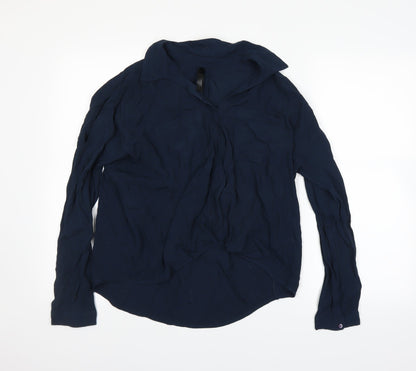 Womens UK Size M Preworn Blue Basic Button-Up