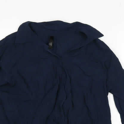 Womens UK Size M Preworn Blue Basic Button-Up