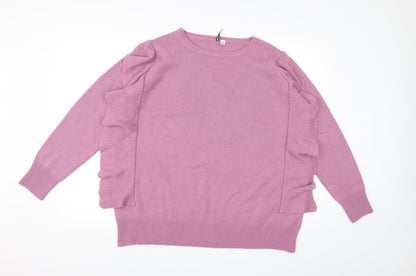 CAPSULE Womens Purple  Knit Pullover Jumper Size 18  - Frill Detail