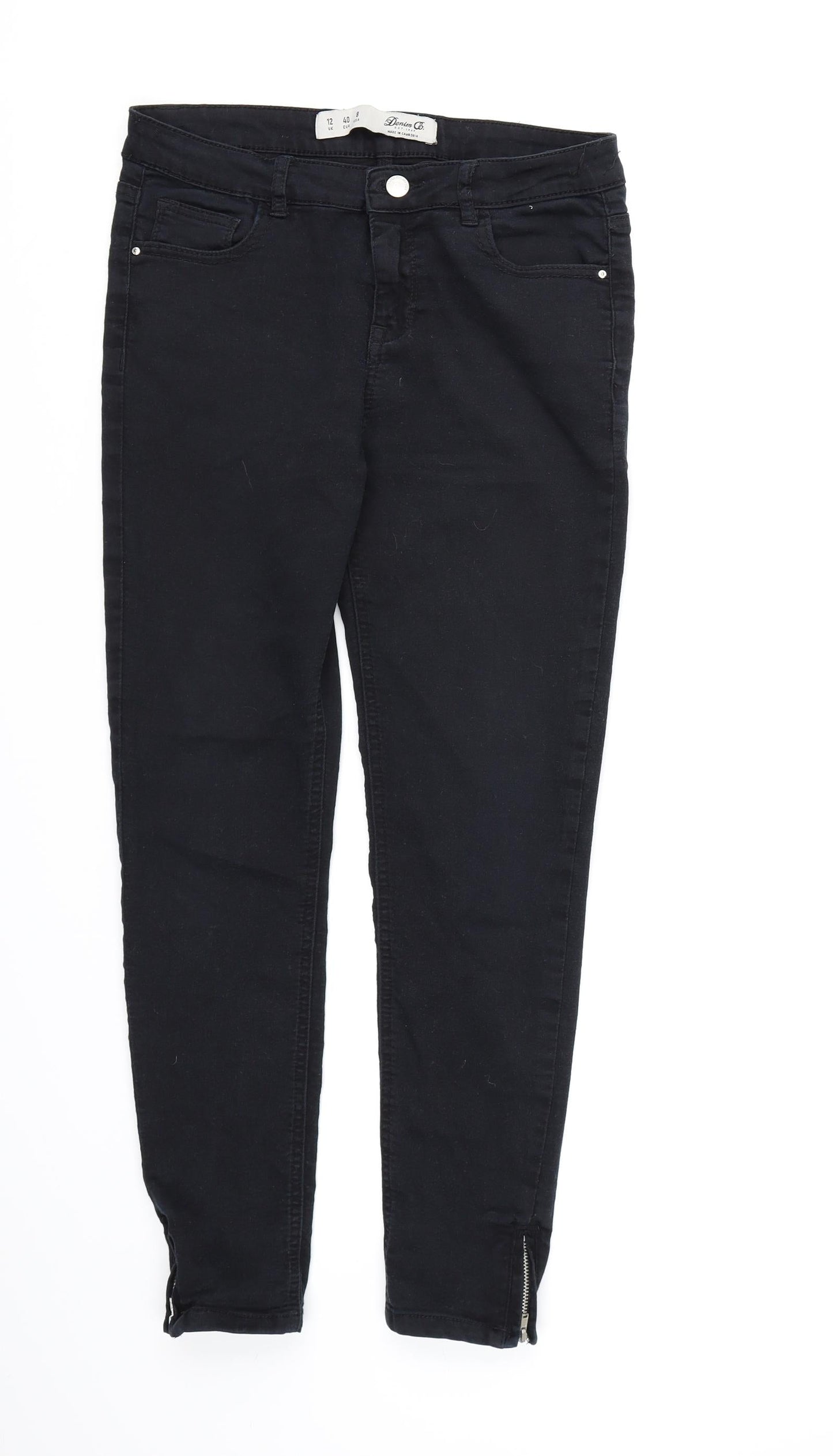 Denim CO. Womens Black  Denim Skinny Jeans Size 12 L24 in