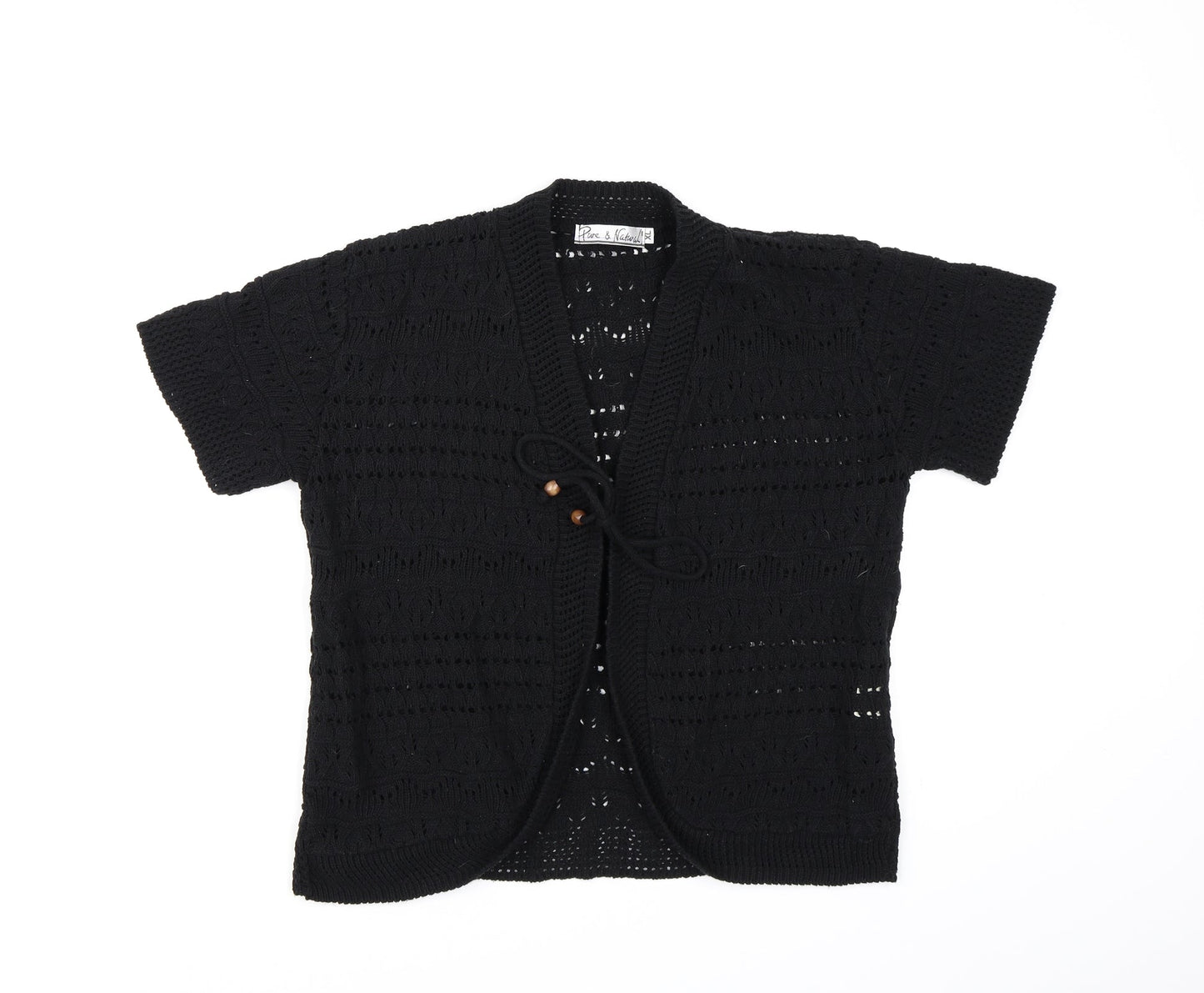 Pure & Natural Womens Black  Knit Cardigan Jumper Size XL