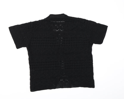 Pure & Natural Womens Black  Knit Cardigan Jumper Size XL