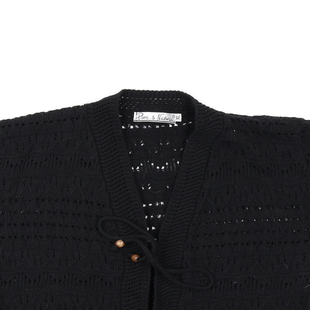 Pure & Natural Womens Black  Knit Cardigan Jumper Size XL