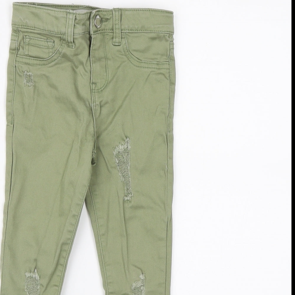 Denim CO. Girls Green  Denim Skinny Jeans Size 5-6 Years - distressed