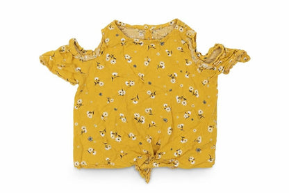 Primark Girls Yellow Floral  Basic T-Shirt Size 4-5 Years