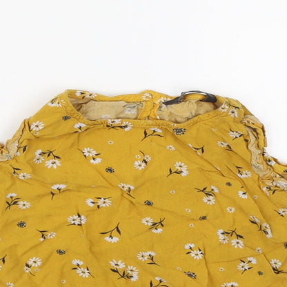 Primark Girls Yellow Floral  Basic T-Shirt Size 4-5 Years