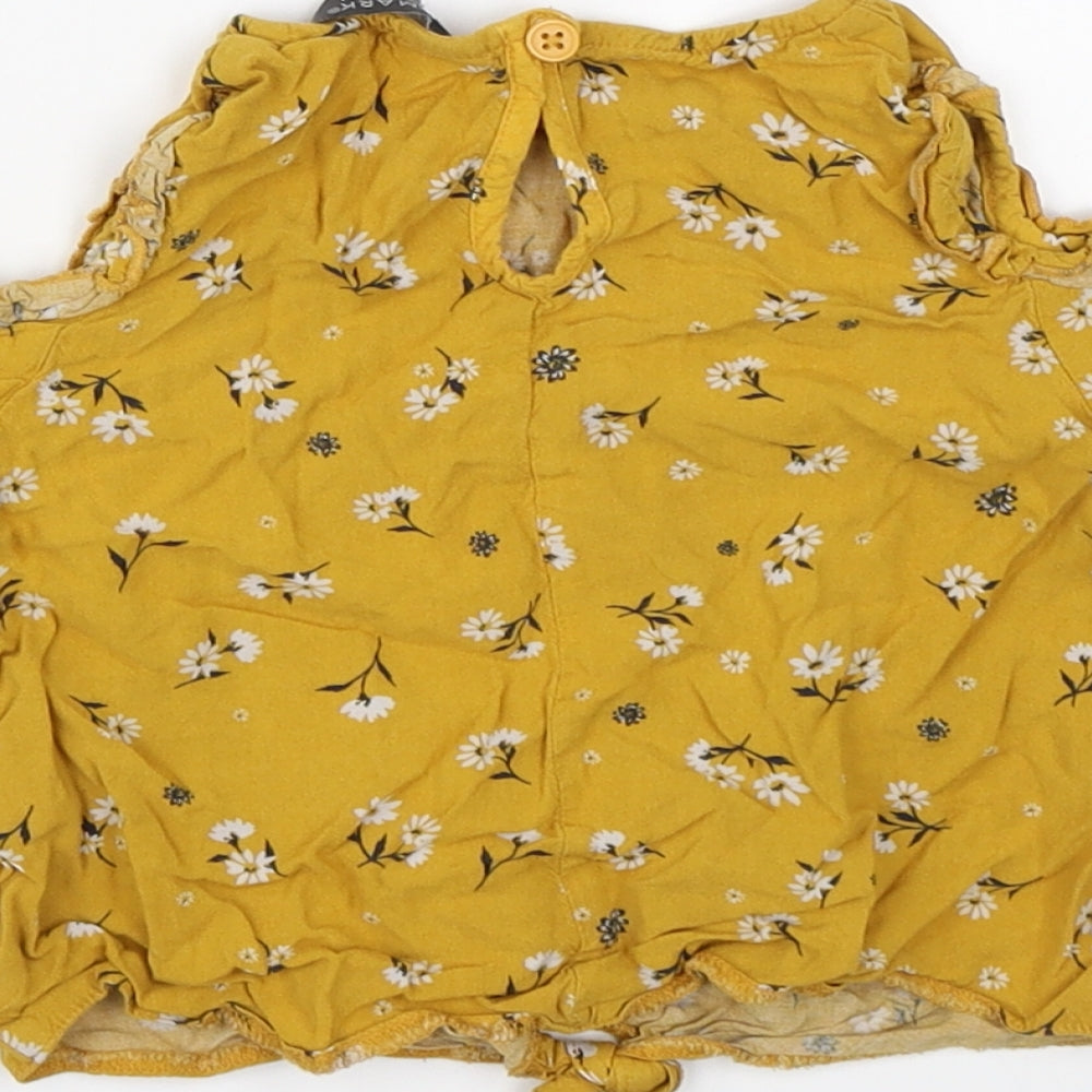 Primark Girls Yellow Floral  Basic T-Shirt Size 4-5 Years