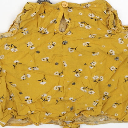 Primark Girls Yellow Floral  Basic T-Shirt Size 4-5 Years