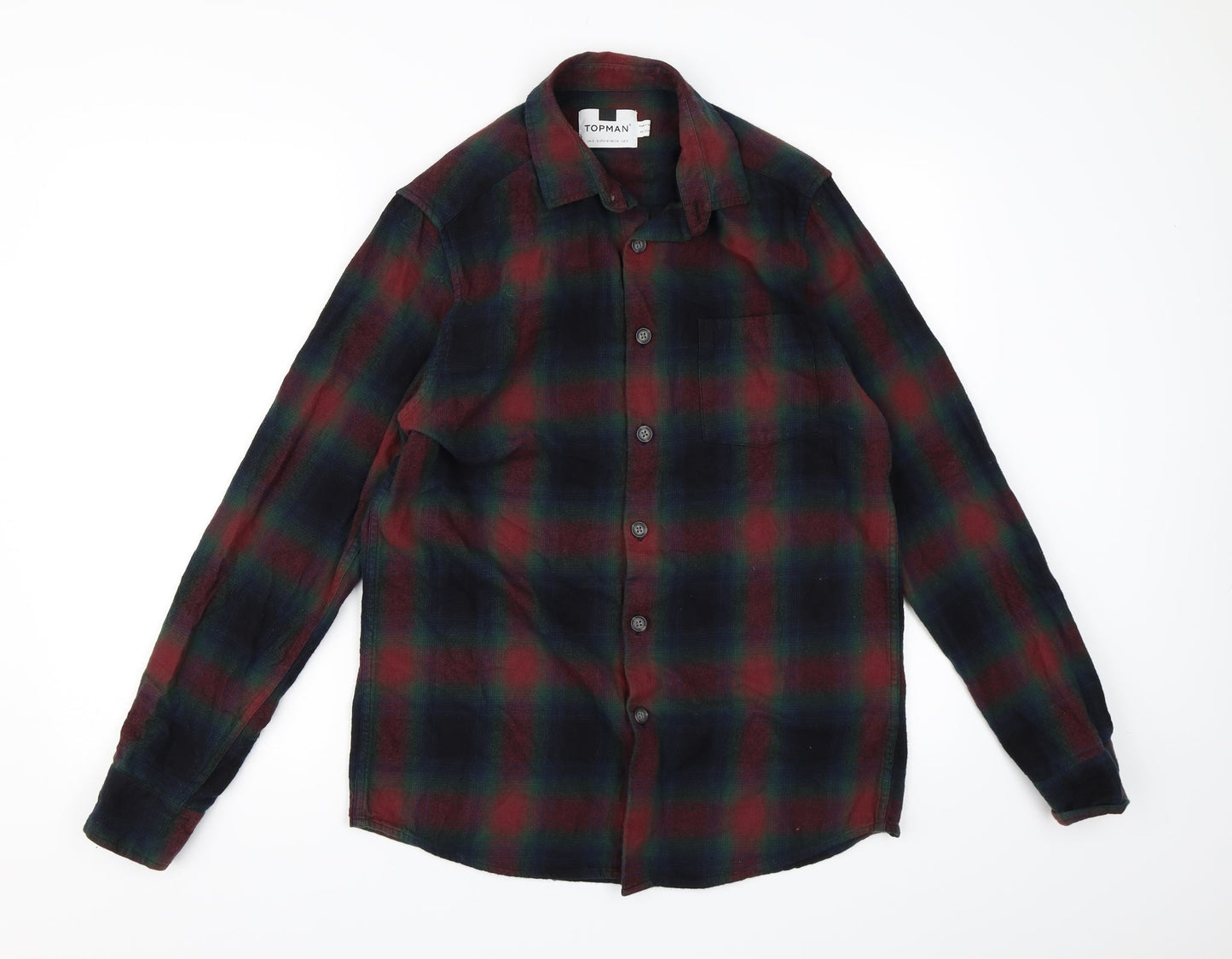 Mens UK Size S Topman Red  Button-Up Long Sleeve Casual Shirt