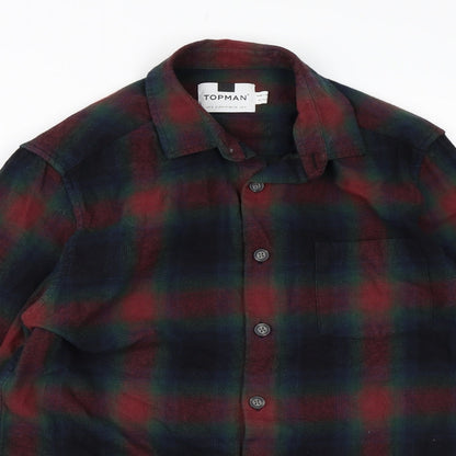 Mens UK Size S Topman Red  Button-Up Long Sleeve Casual Shirt