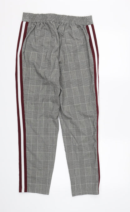 F&F Womens Grey Check Rayon Trousers  Size 10 L26 in
