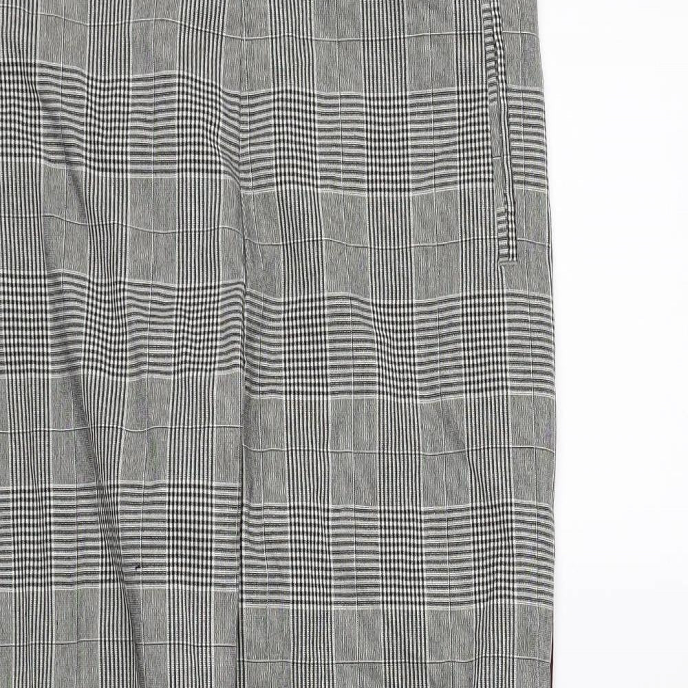 F&F Womens Grey Check Rayon Trousers  Size 10 L26 in