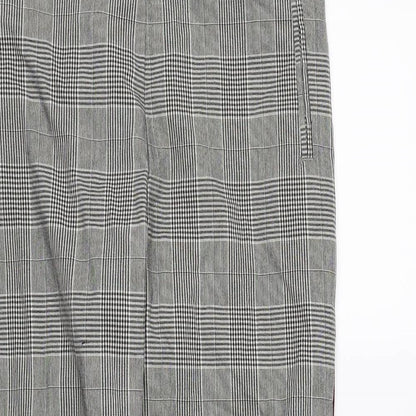 F&F Womens Grey Check Rayon Trousers  Size 10 L26 in