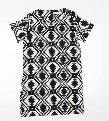 Vera & Lucy Womens White Geometric  T-Shirt Dress  Size S
