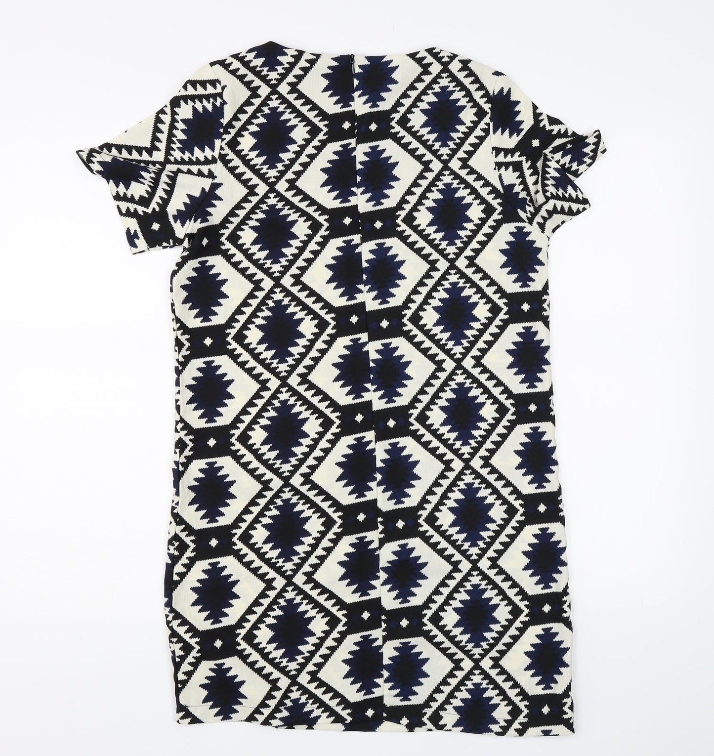 Vera & Lucy Womens White Geometric  T-Shirt Dress  Size S