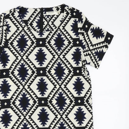 Vera & Lucy Womens White Geometric  T-Shirt Dress  Size S