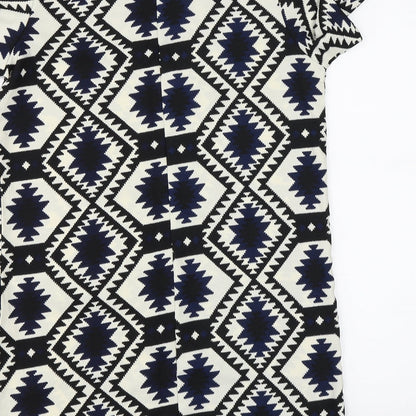 Vera & Lucy Womens White Geometric  T-Shirt Dress  Size S