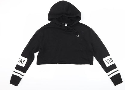 H&M Womens Black   Pullover Hoodie Size S  - Slogan