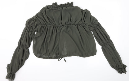 PRETTYLITTLETHING Womens Green   Basic Blouse Size 12