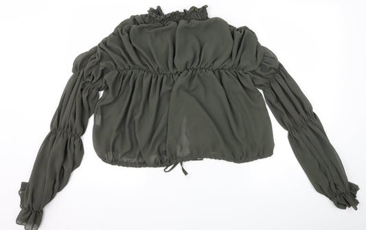 PRETTYLITTLETHING Womens Green   Basic Blouse Size 12